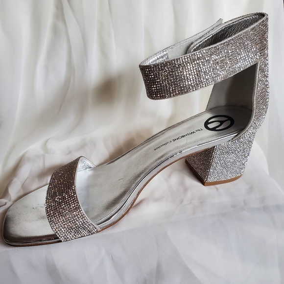 Wishbone Open Toe Block Heels - Size 11 - Silver - Picture 3 of 3